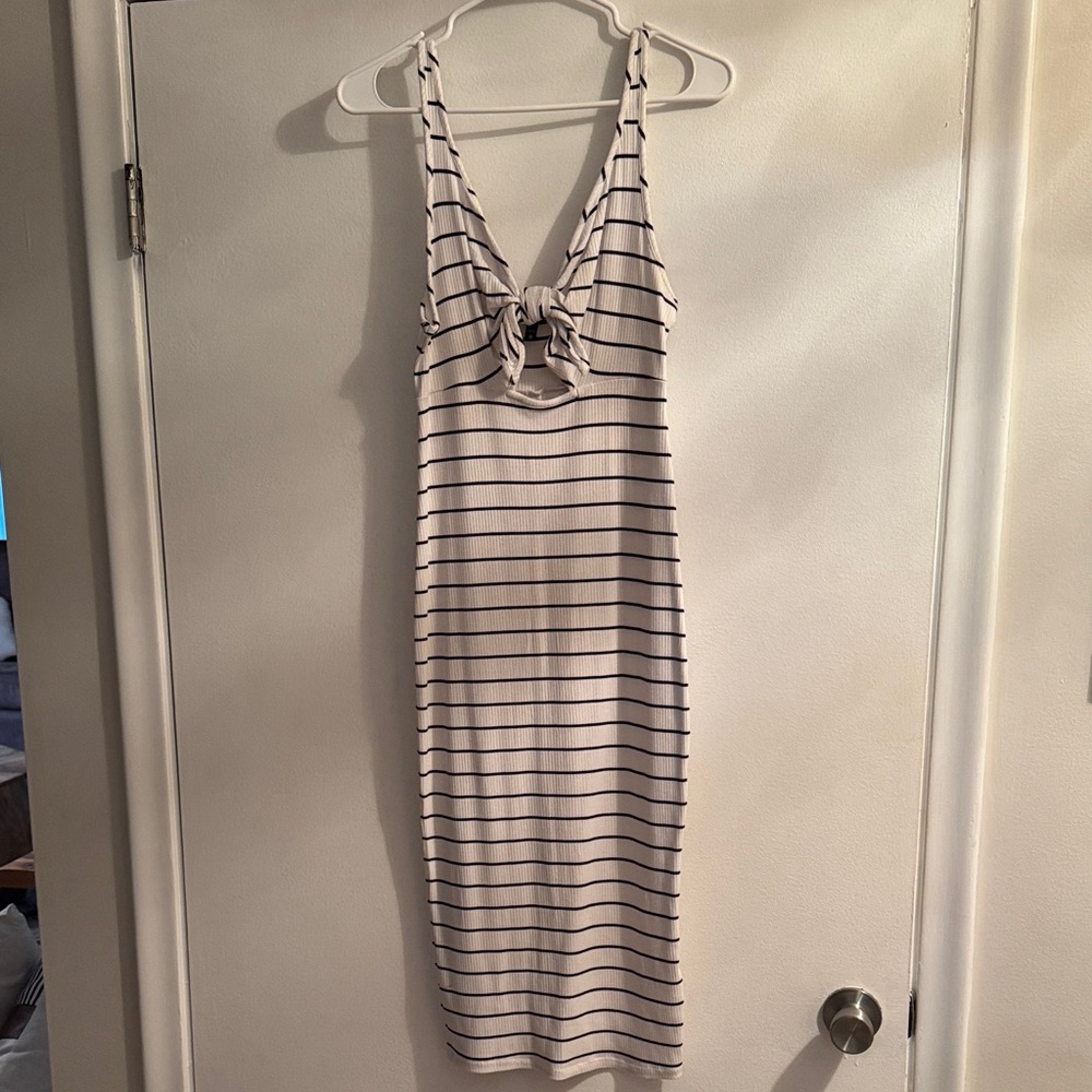 Striped Sleeveless Dress with Knot Front